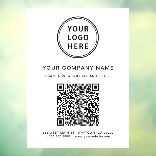 Bedrijf Logo Creëer Uw QR-code wit Raamsticker (Vel 3)