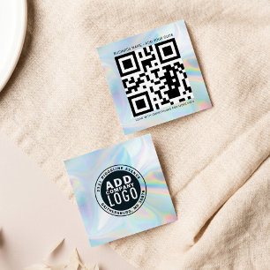 Bedrijf Logo- en QR-code DIY Holographic Vierkante Visitekaartje