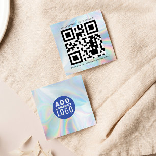 Bedrijf Logo- en QR-code DIY Holographic Vierkante Visitekaartje