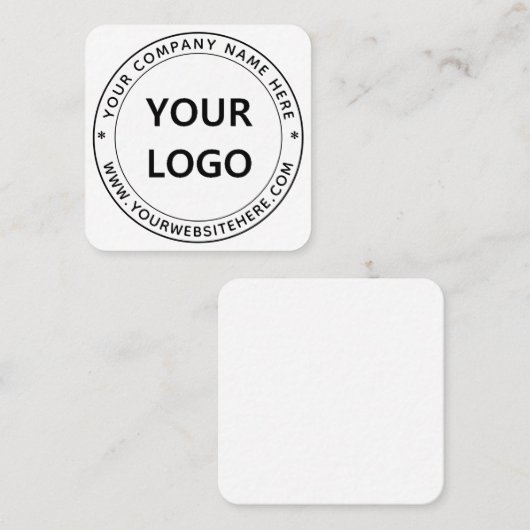 Bedrijf Logo en tekst Stamp Business Card Template Vierkante Visitekaartje (Voorkant / Achterkant)