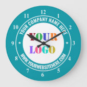 Bedrijf Logo en Tekstklok Sjabloon Uw Kleur Grote Klok (Voorkant)