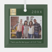 Bedrijf logo foto dank u groen glas ornament (Voorkant)