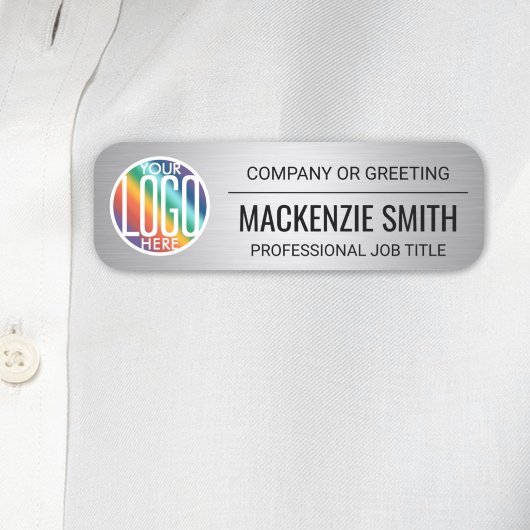 Bedrijf Logo Geborsteld Grijs Kleur Plastic Medewe Naamplaatje