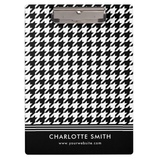 Bedrijf Logo Houndstooth Black White Business Klembord (Voorkant)