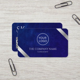 Bedrijf Logo Luxury Royal Blue Leather Visitekaartje
