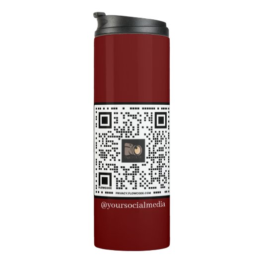 Bedrijf Logo Maroon Minimalistische QR-code Thermosbeker (Geroteerd rechts)