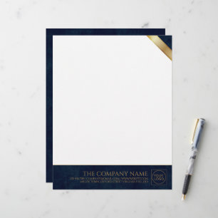 Bedrijf Logo Modern Navy Leather Letterhead Briefhoofd