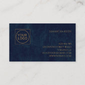 Bedrijf Logo Monogram Navy Blue Leather Visitekaartje (Achterkant)