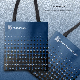 Bedrijf Logo Naam QR-code Blauw Zwart Wit Stippen Draagtas