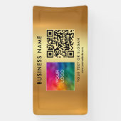 Bedrijf Logo Naam QR Code Outdoor Custom Gold Spandoek (Verticaal)