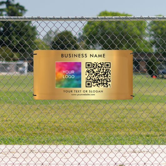 Bedrijf Logo Naam QR Code Outdoor Custom Gold Spandoek (Insitu)