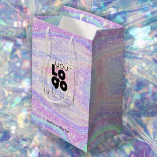 Bedrijf Logo Ombre Iridescent Glitter Paper Small/ Medium Cadeauzakje