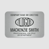 Bedrijf Logo Professioneel werknemer Faux Silver Naamplaatje (Voorkant)