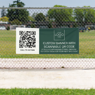 Bedrijf Logo QR Code Custom Vinyl Indoor Outdoor Spandoek