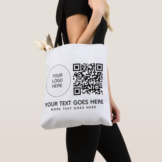 Bedrijf Logo QR Code Front Side Print Shoulder Draagtas (Dichtbij)
