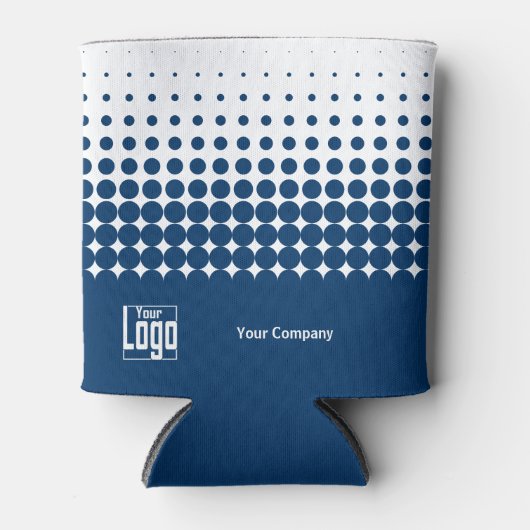 Bedrijf Logo QR Code Half Tone Blauw Wit Blikjeskoeler (Voorkant)