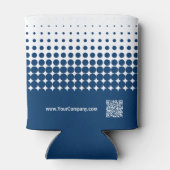 Bedrijf Logo QR Code Half Tone Blauw Wit Blikjeskoeler (Achterkant)