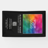 Bedrijf Logo QR Code Moderne Sjabloon Verticaal Spandoek (Horizontaal)