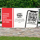 Bedrijf Logo QR Code Vinyl Rood Indoor Outdoor Spandoek