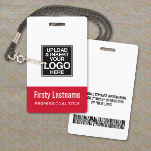 Bedrijf Logo - RED - Name Title Bar Code Custom ID Badge