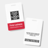 Bedrijf Logo - RED - Name Title Bar Code Custom ID Badge (Voor- en achterkant)