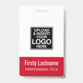 Bedrijf Logo - RED - Name Title Bar Code Custom ID Badge (Voorzijde)
