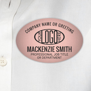 Bedrijf Logo Roze Kleur Plastic Ovaal Medewerker Naamplaatje