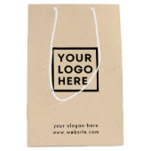 Bedrijf Logo Rustic Kraft Modern Medium Cadeauzakje (Voorkant)