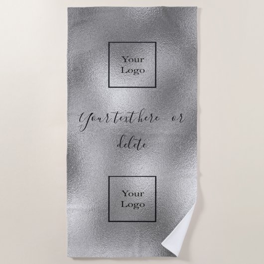 Bedrijf logo silver black text business strandlaken (Voorkant)
