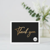  bedrijf Logo Social Gold Black Modern Bedankkaart (Staand voorkant)