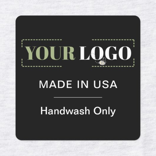 Bedrijf Logo Tekst Land Zwart Kleding Kleding Labels (Design 2)