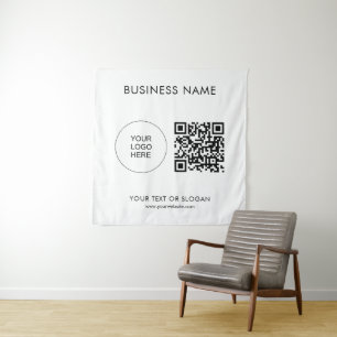 Bedrijf Logo Tekst QR Code Sjabloon Wandkleed
