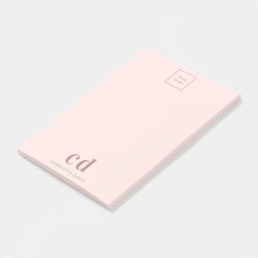 Bedrijf logo van blindroze monogram post-it® notes (Schuin)