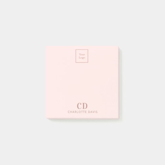 Bedrijf logo van blindroze monogram post-it® notes (Voorkant)