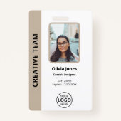 Bedrijf medewerker foto ID Beige Badge (Voorkant)