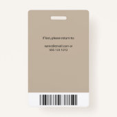 Bedrijf medewerker foto ID Beige Badge (Achterkant)