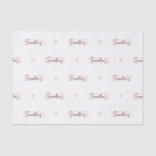 Bedrijf Merk Logo Pattern Vrouwelijk Roze & Wit Tissuepapier (Voorkant)