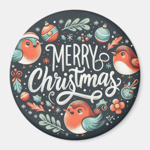 Bedrijf Merry Christmas Robins Favorietentjes Magneet