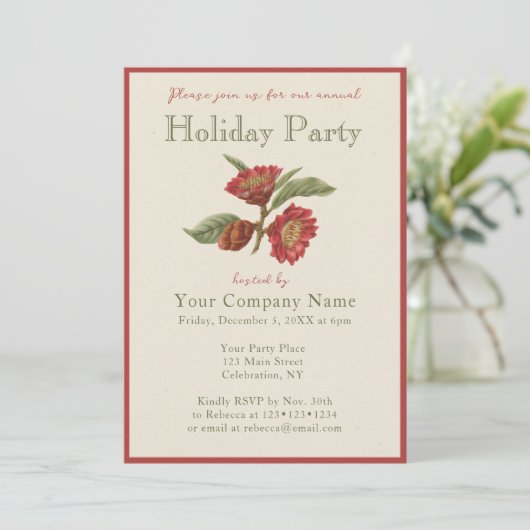 Bedrijf met kerstfeest Elegant uitnodiging (Staand voorkant)