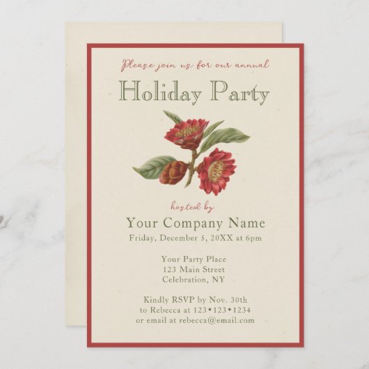 Bedrijf met kerstfeest Elegant uitnodiging (Voorkant / Achterkant)
