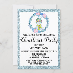 Bedrijf met kerstfeest Light Blue Glitter Wreater Kaart