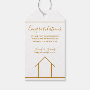 Bedrijf met onroerend goed voor huisverwarming Gef Cadeaulabel