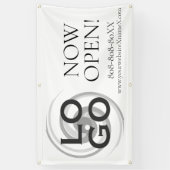 Bedrijf of Aangepaste Logo nu open teken Spandoek (Verticaal)