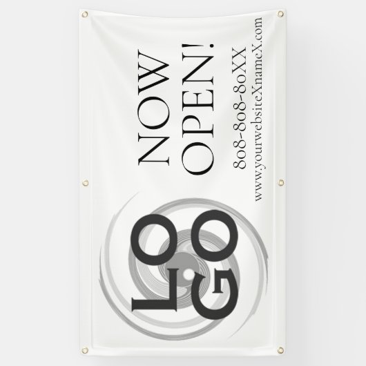 Bedrijf of Aangepaste Logo nu open teken Spandoek (Verticaal)