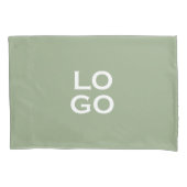 Bedrijf of Bedrijf Aangepaste Logo op Sage Green Kussensloop (Voorkant-Links)