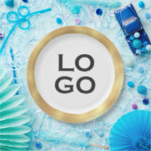 Bedrijf of Business Custom Logo met Gold Lijst Papieren Bordje (Feest)