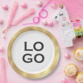 Bedrijf of Business Custom Logo met Gold Lijst Papieren Bordje (Feest)