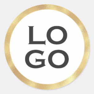 Bedrijf of Business Custom Logo met Gold Lijst Ronde Sticker