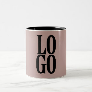 Bedrijf of Business Custom Logo on Dusty Pink Tweekleurige Koffiemok