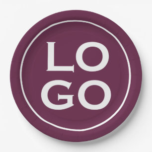 Bedrijf of Business Custom Logo on Plum Paars Papieren Bordje